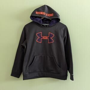 Under Armour Size YLG/14 Storm Gray Hoodie Orange Blue Logo